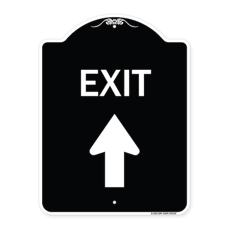 Signmission Exit Exit with Up Arrow Heavy-Gauge Aluminum Architectural Sign, 24" H, 18" L, BW-1824-24030 A-DES-BW-1824-24030